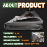 Heavy Duty Waterproof 6x15 Feet Tarp Cover