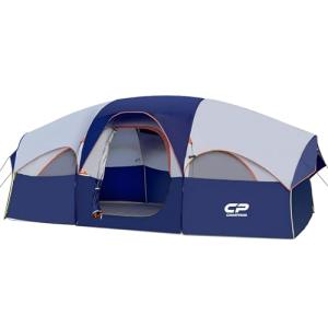 Spacious 8-Person Waterproof Camping Tent - Blue