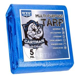 CARTMAN 10x12 Feet Blue Poly Tarp - 5 Mil Thick