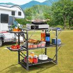 VEVOR Portable Folding Camping Kitchen Table with Shelves