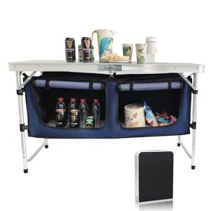 Folding Aluminum Camping Table with Adjustable Legs