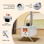 SLSY Portable Camping Wood Stove with Chimney Pipes