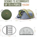 4-Person Easy Pop-Up Camping Tent with 2 Doors