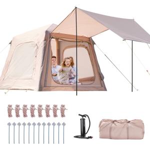 6-Person Inflatable Camping Tent with Stove Jack