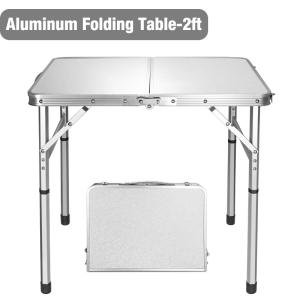 VILLEY Portable 2ft Folding Camping Table with Adjustable Legs