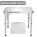 VILLEY Portable 2ft Folding Camping Table with Adjustable Legs