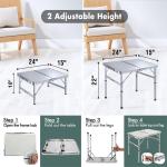 VILLEY Portable 2ft Folding Camping Table with Adjustable Legs