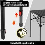 VILLEY Lightweight Adjustable Folding Camping Table