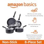Amazon Basics Non-Stick 8-Piece Camping Cookware Set
