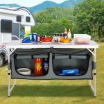 Portable Folding Camping Kitchen Table with Adjustable Heights