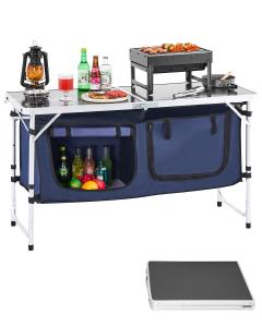 Folding Portable Camping Kitchen Table with Adjustable Height