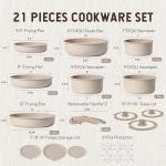 21-Piece Nonstick Cookware Set with Detachable Handles