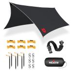 Lightweight 12x10 Waterproof Camping Tarp - Black