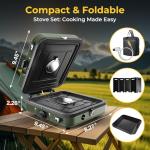 2-Burner Propane Camping Stove with Grill and Carry Bag