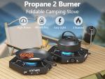 Portable 2-Burner Propane Camping Stove with Bag