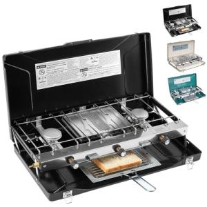 Portable 3-Burner Camping Stove with Wind Guards