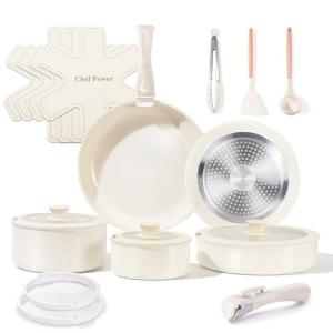 Non-Toxic Ceramic Cookware Set, 19 Pieces