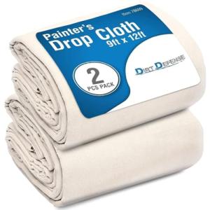 2-Pack Large Canvas Drop Cloths 9x12 for Painting