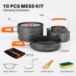 Odoland 10-Piece Camping Cookware Set with Kettle