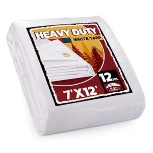 Heavy Duty 12 Mil Waterproof White Tarps 7' x 12