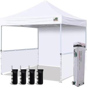 10'x10' Pop-Up Canopy Tent with Sidewalls and Bags