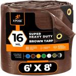 Heavy Duty Waterproof Brown Tarp Cover 6' x 8