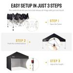 CROWN SHADES Pop-Up Tent with 4 Sidewalls, Black