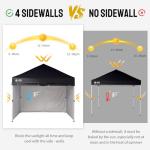 CROWN SHADES Pop-Up Tent with 4 Sidewalls, Black