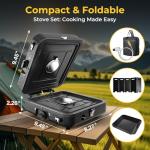 Portable 2-Burner Propane Camp Stove with Carry Bag