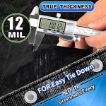 Heavy Duty Waterproof Black Tarp 8x10, 12 Mil