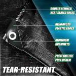 Heavy Duty Waterproof Black Tarp 8x10, 12 Mil