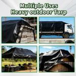 Heavy Duty Waterproof Black Tarp 8x10, 12 Mil