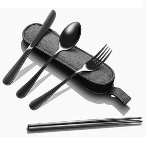 Compact Stainless Steel Flatware Set for Camping