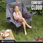 Oversize Black Sierra Plush Camping Chair with Cup Holders