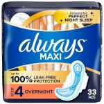 Maxi Overnight Pads with Wings, Size 4, 33 CT