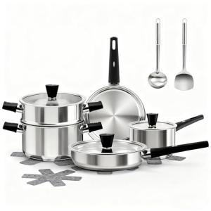 14-Piece Stainless Steel Camping Cookware Set
