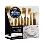 Heavy-Duty Gold Disposable Cutlery Set – 160 Pieces