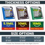 TICONN Heavy Duty Waterproof Tarp Cover, 6'x8