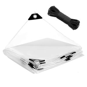 Thick Waterproof Clear Tarp with Grommets - 6.6 x 13 ft
