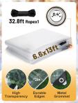 Thick Waterproof Clear Tarp with Grommets - 6.6 x 13 ft