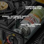 Portable Butane Camping Stove with Windshield - 9,500 BTU