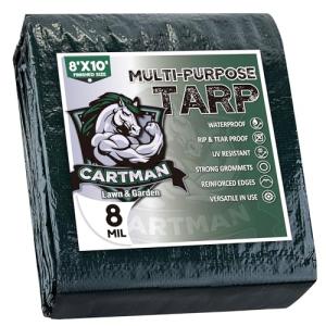 8x10 Feet Waterproof Green Camping Tarp, 8 Mil