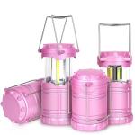 4-Pack LED Pink Camping Lanterns for Outdoor Use