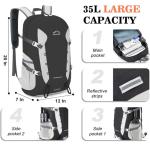 Lightweight 35L Travel and Hiking Backpack, Black-White