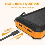 Durecopow 20,000mAh Solar Power Bank with Flashlights
