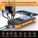 Portable 49800mAh Solar Power Bank with Cables