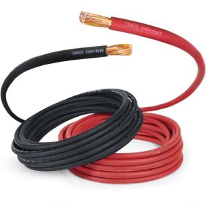 TEMCo 25 Ft Heavy Duty Copper Battery Cable