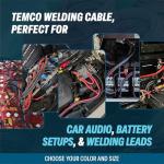 TEMCo 25 Ft Heavy Duty Copper Battery Cable