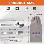 KINLINK 4-in-1 Camping Utensils Set, Portable Stainless Steel