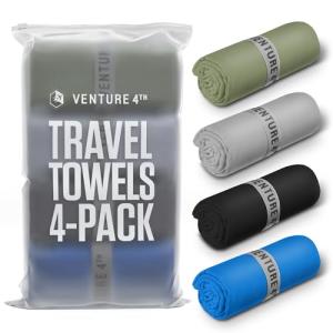 4-Pack Quick Dry Microfiber Towels for Camping